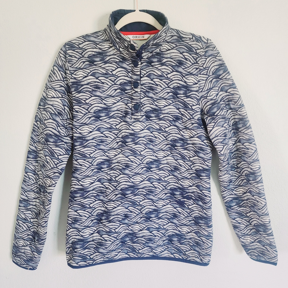 NEW Orvis Navy Wave Half Snap Pullover Jacket